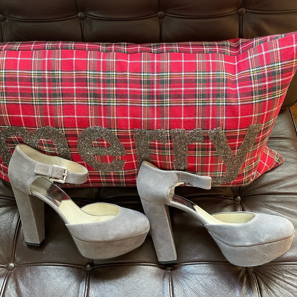 Michael Kors platform grey suede shoes.